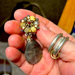 Barrera earrings that go with necklace. Polished semi precious jewels.